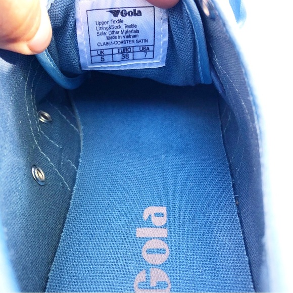 GOLA x ANTHROPOLOGIE | LIGHT BLUE/WHITE COASTER SATIN SNEAKERS SIZE 7 - Picture 6 of 8